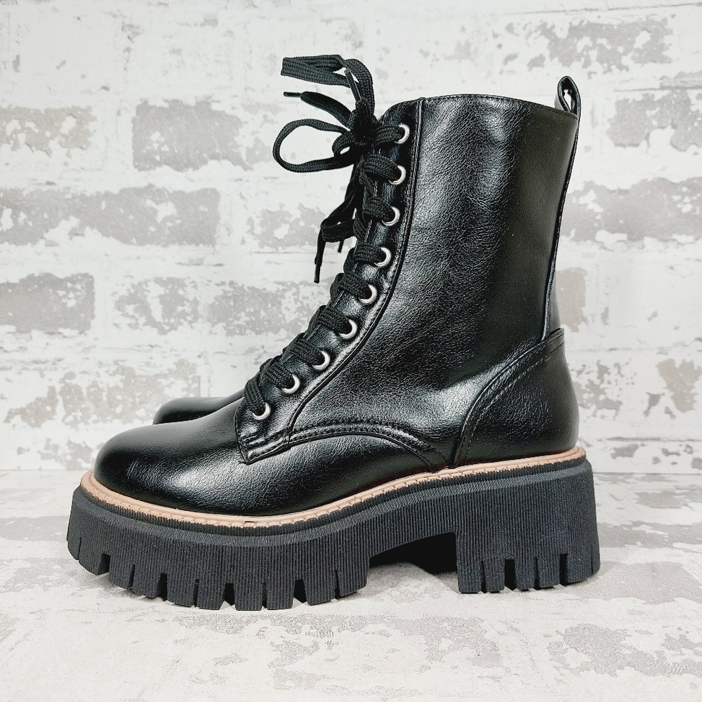 Dolce Vita Black Lace-Up Chunky Platform Boots